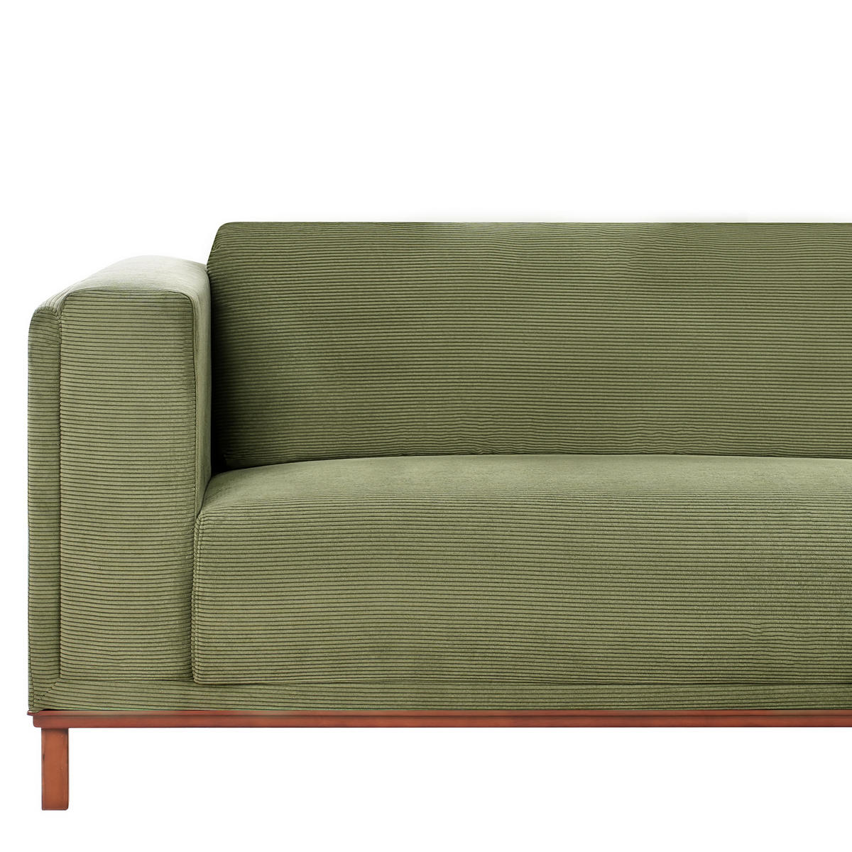 ECKSOFA 4-Sitzer Cord Grün linksseitig Veng - Hellbraun/Braun, Textil (310/155cm) - Beliani