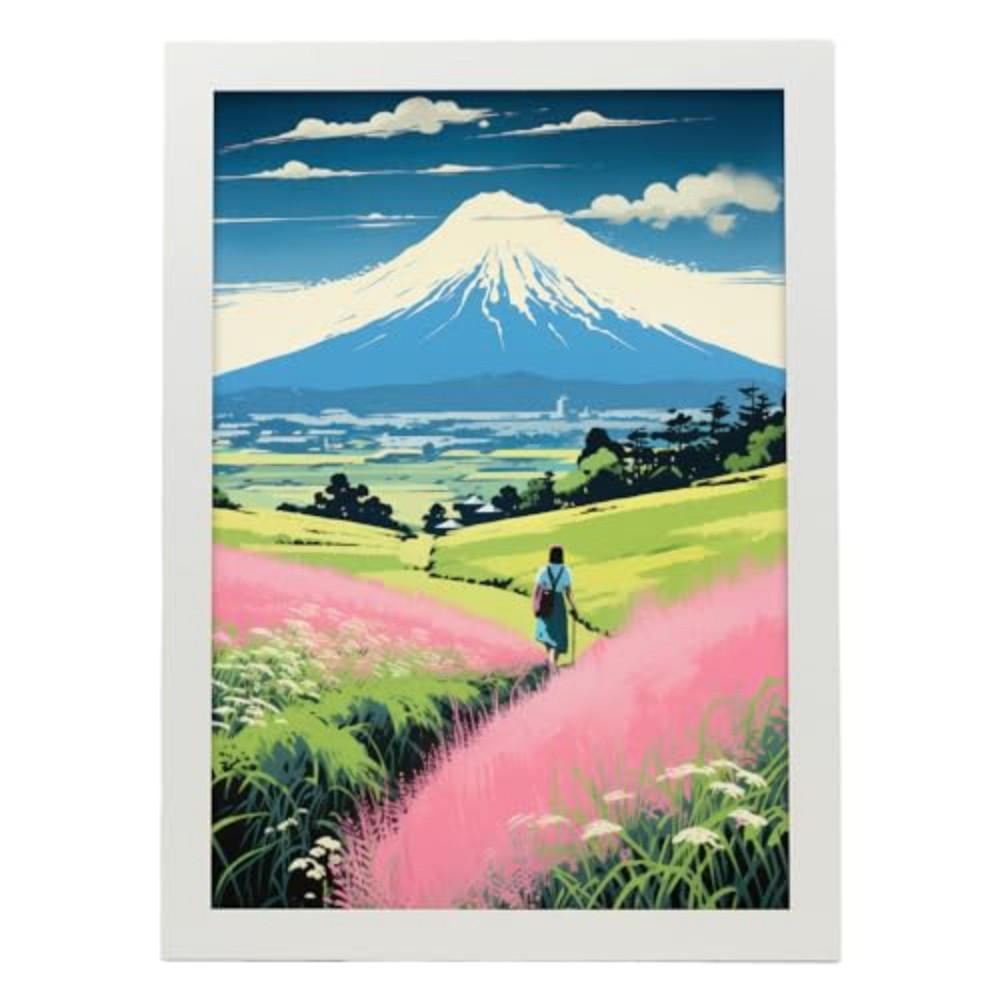 POSTER Bedeutender Mt. Fuji Blatt A3 Weißer Rahmen - Weiß, Papier (29.7/5/42cm) - Nacnic