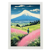 POSTER Bedeutender Mt. Fuji Blatt A3 Weißer Rahmen - Weiß, Papier (29.7/5/42cm) - Nacnic