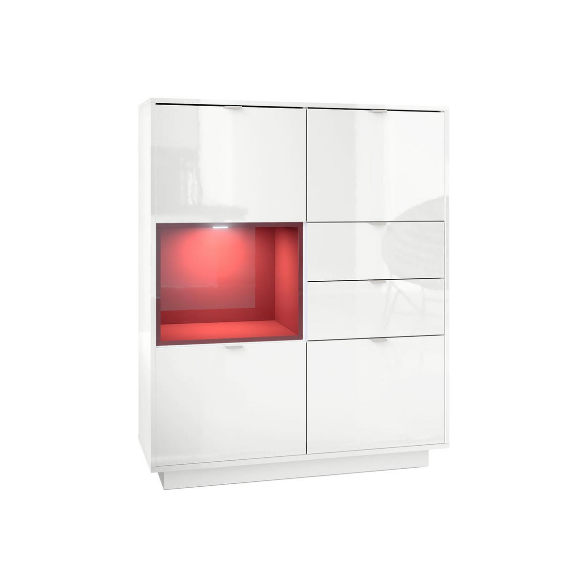 HIGHBOARD Metro Einsatz in Bordeaux Hochglanz - Bordeaux, Holzwerkstoff (103/123/38cm) - Vladon