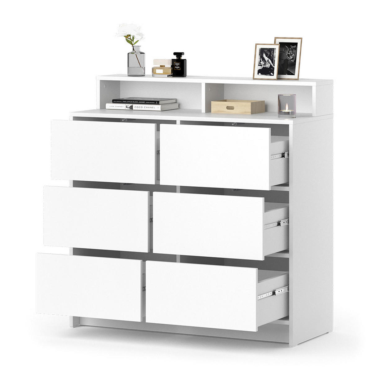 KOMMODE Naara Weiß 98.6 x 100.6 cm - Weiß, Holzwerkstoff (40.3/100.6/98.6cm) - Vicco