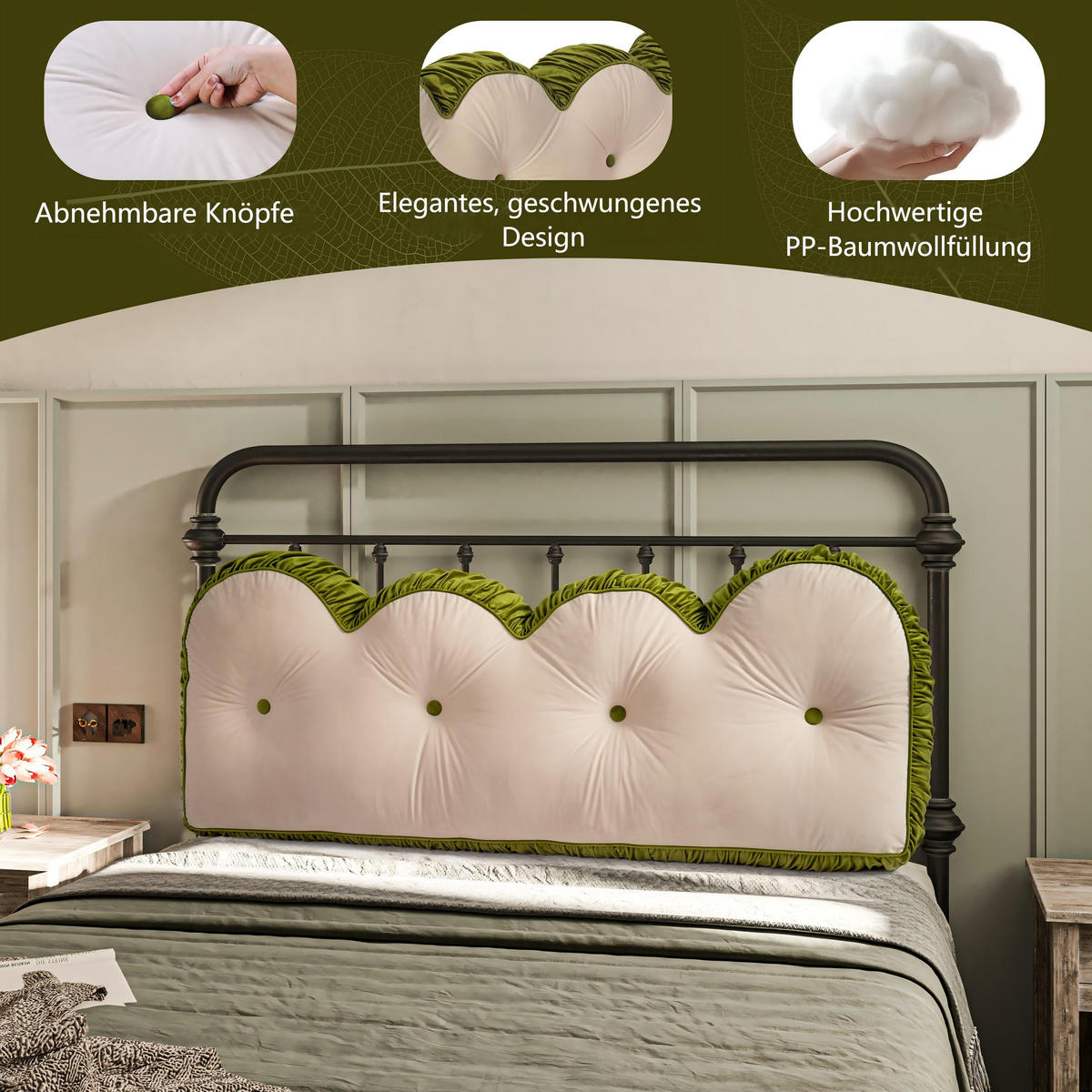 RÜCKENKISSEN für Bett Beige 150 cm - Beige, Textil (150/20cm) - Vercart