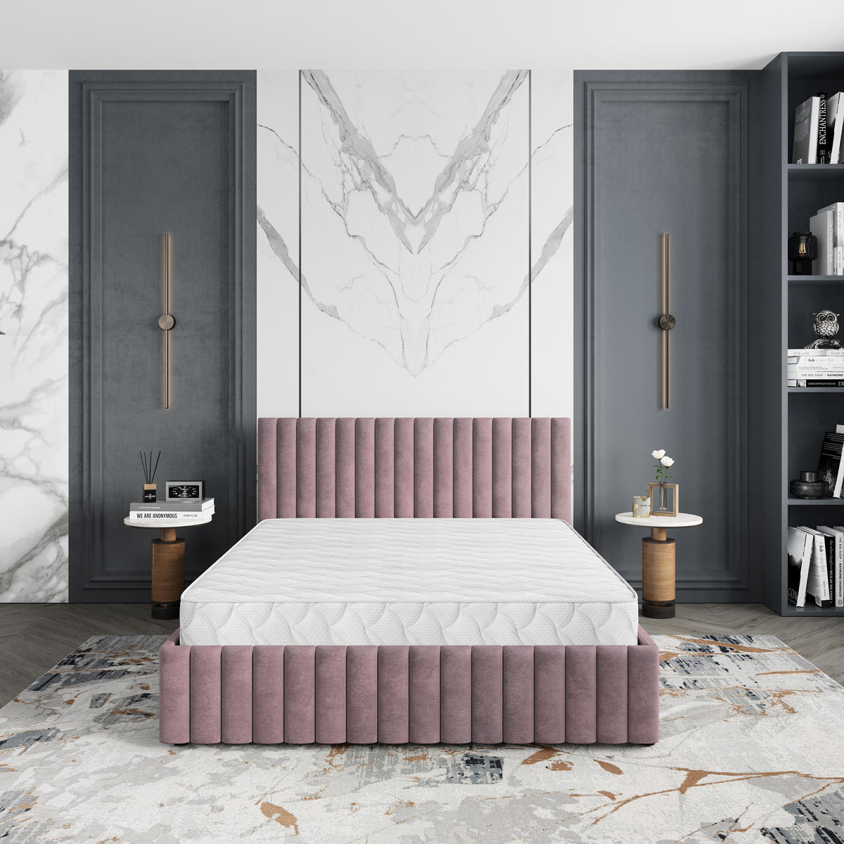 POLSTERBETT CARMIA K 120x200 cm mit Bettkästen - Rosa - Rosa, Holz/Textil - MASSENO