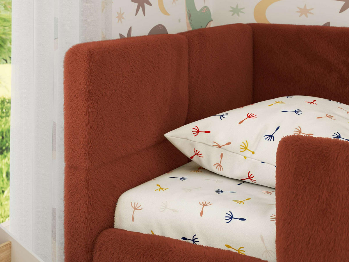 DĚTSKÁ POSTEL ARVO ALTA 90/200 - Oranžová Plyš - Vlevo - pomerančová, textil (90/200cm) - MKS