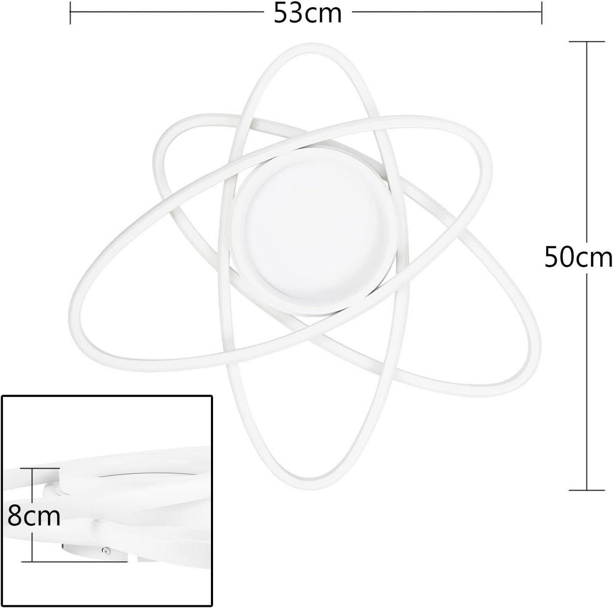 LED-DECKENLEUCHTE Verena 53/50/8 cm - Weiß, Metall (53/50/8cm) - Nettlife