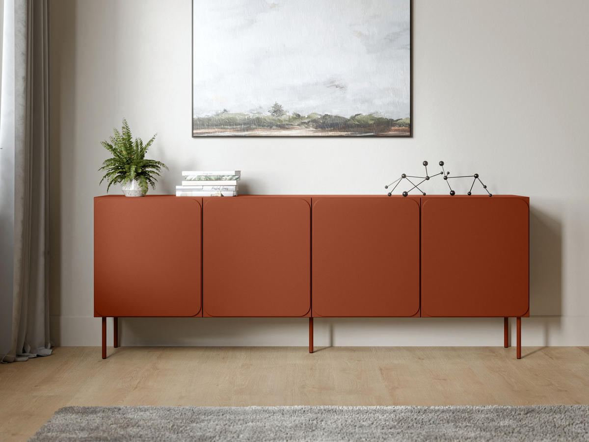 SIDEBOARD Rafael 200 4D - Rot, Holzwerkstoff/Metall (200/76/40cm) - MIRJAN24