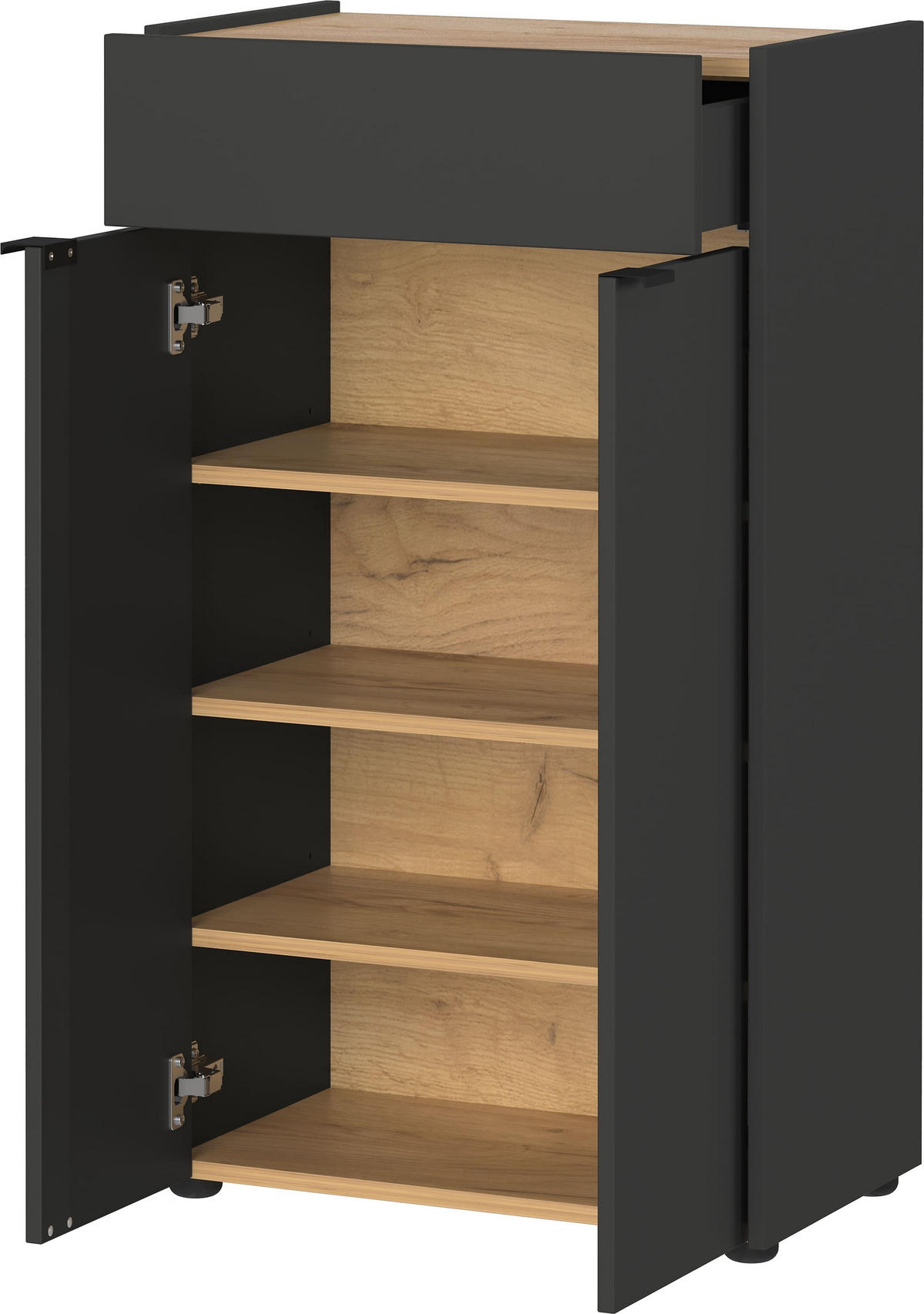 KOMMODE Kratzfest Eiche Schublade Bad AVIS, Grau-Beige 60x34x98 cm - Grau, Holz/Metall (60/98/34cm) - KADIMA DESIGN
