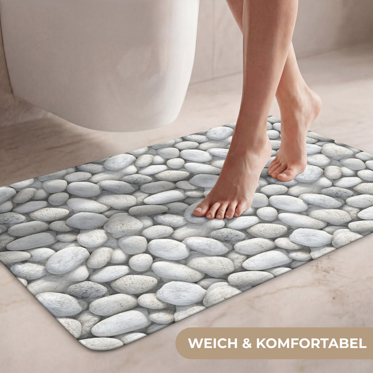 WC PŘEDLOŽKA Kameny - šedé - oválné 80x50 cm - světle šedá, textil/plast (80/1cm) - OnlyWow