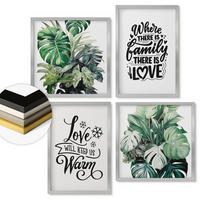 WANDBILDER 4er Set - 50x50 cm & 40x60 cm Silberner Rahmen - Familie liebt Zuhause Aquarell - Silberfarben, Kunststoff (50/50cm) - ArtPrintCave