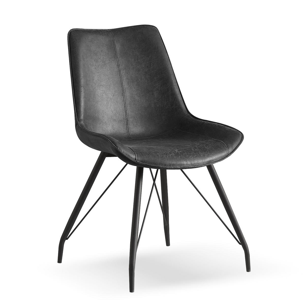STUHL MATS Anthrazit 2 Stück - Anthrazit, Textil/Metall (53/87/62cm) - B&D Home