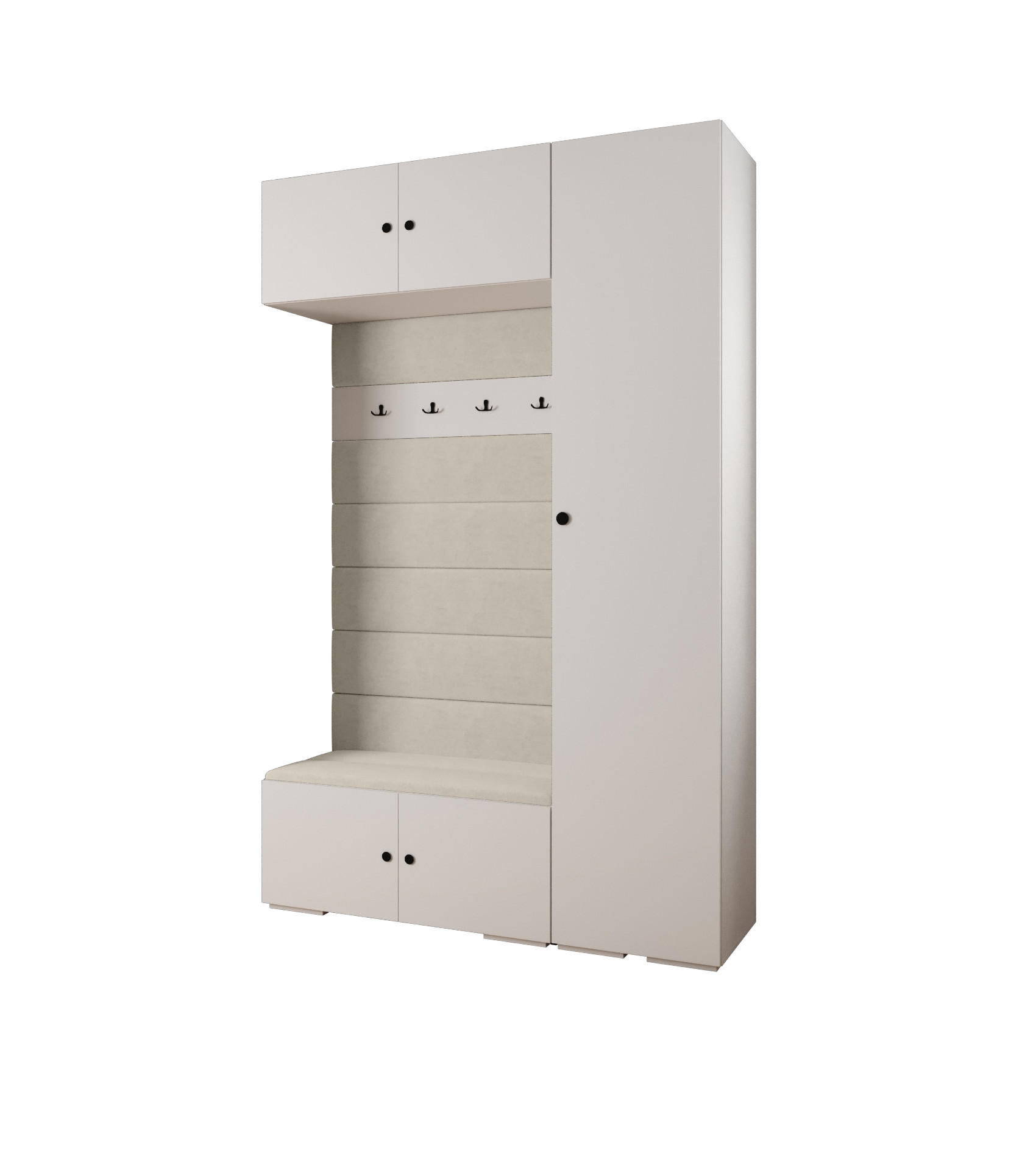 Abiks Möbel Garderoben-Set Weiß, Beige, Schwarz 150x236.7x47 cm