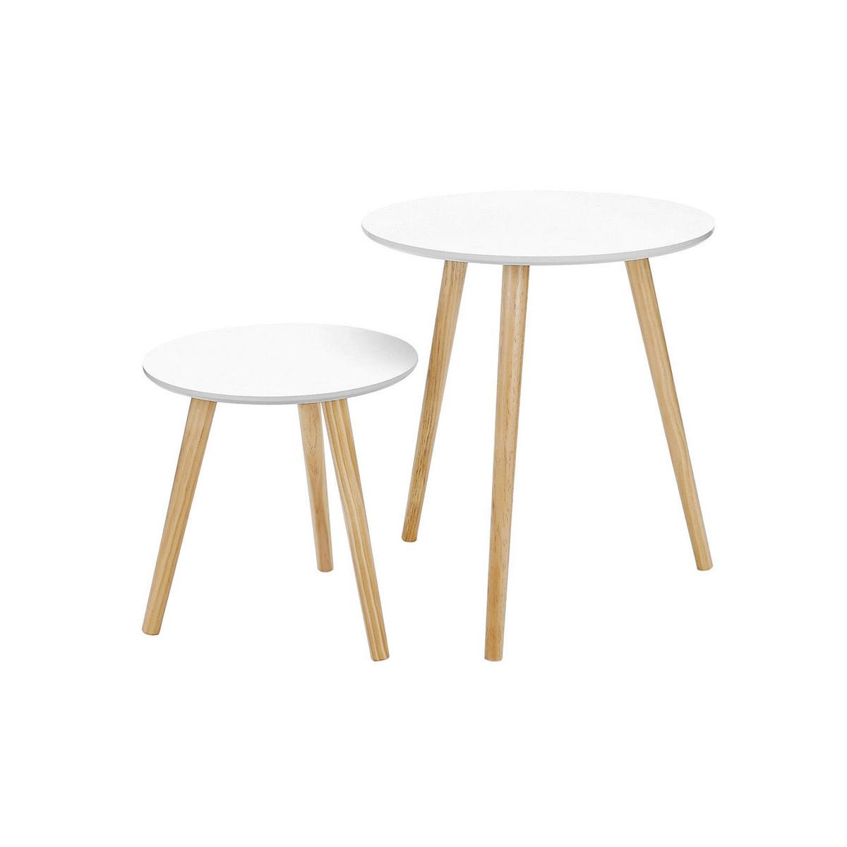 BEISTELLTISCH COUCHTISCH 2ER-SET - Weiß, Holzwerkstoff (45/45/50cm) - Hansiro