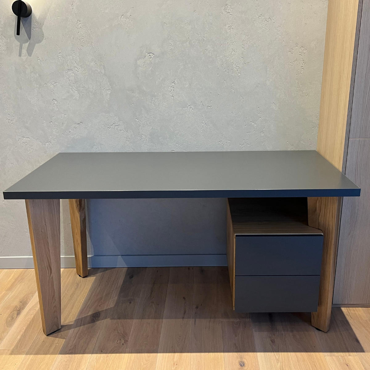 SCHREIBTISCH aus Holz mit Container für das Arbeitszimmer GRAND - Eichefarben, Holz (70/150/75cm) - Rawood Furniture