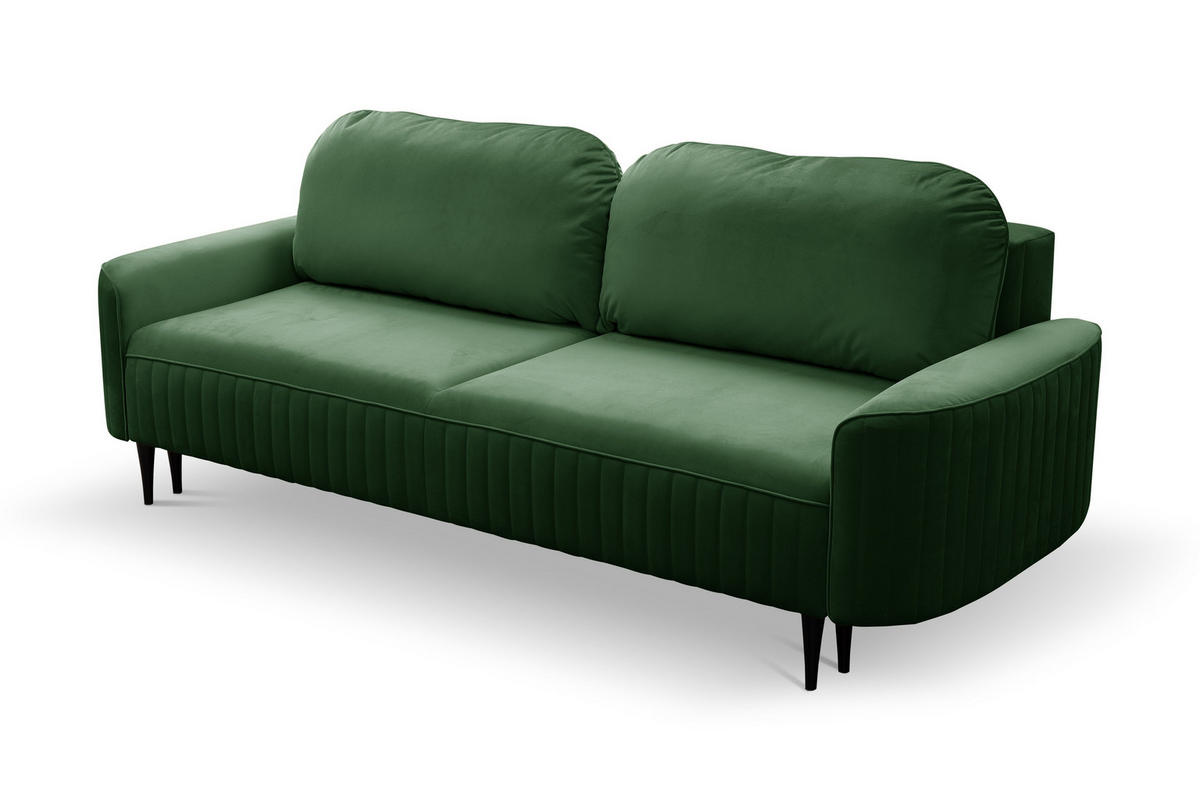 BETTSOFA FILO Grün Velours-Stoff mit Schlaffunktion - Grün, Holz (244/92/102cm) - MASSENO