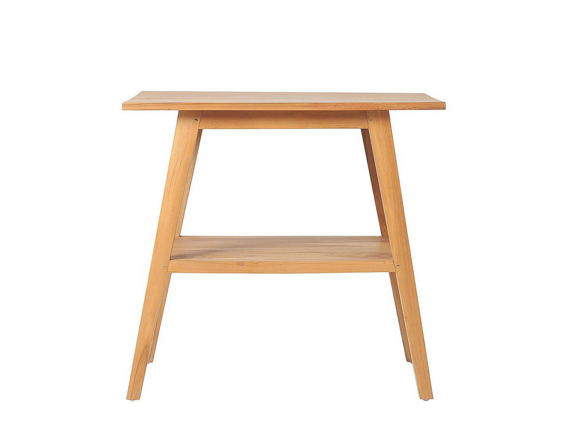 BADMÖBEL mit Einzelwaschbecken - Teakholz - 80 cm - BOBOTSARI - Naturfarben/Weiß, Keramik (80/76/55cm) - Vente-Unique