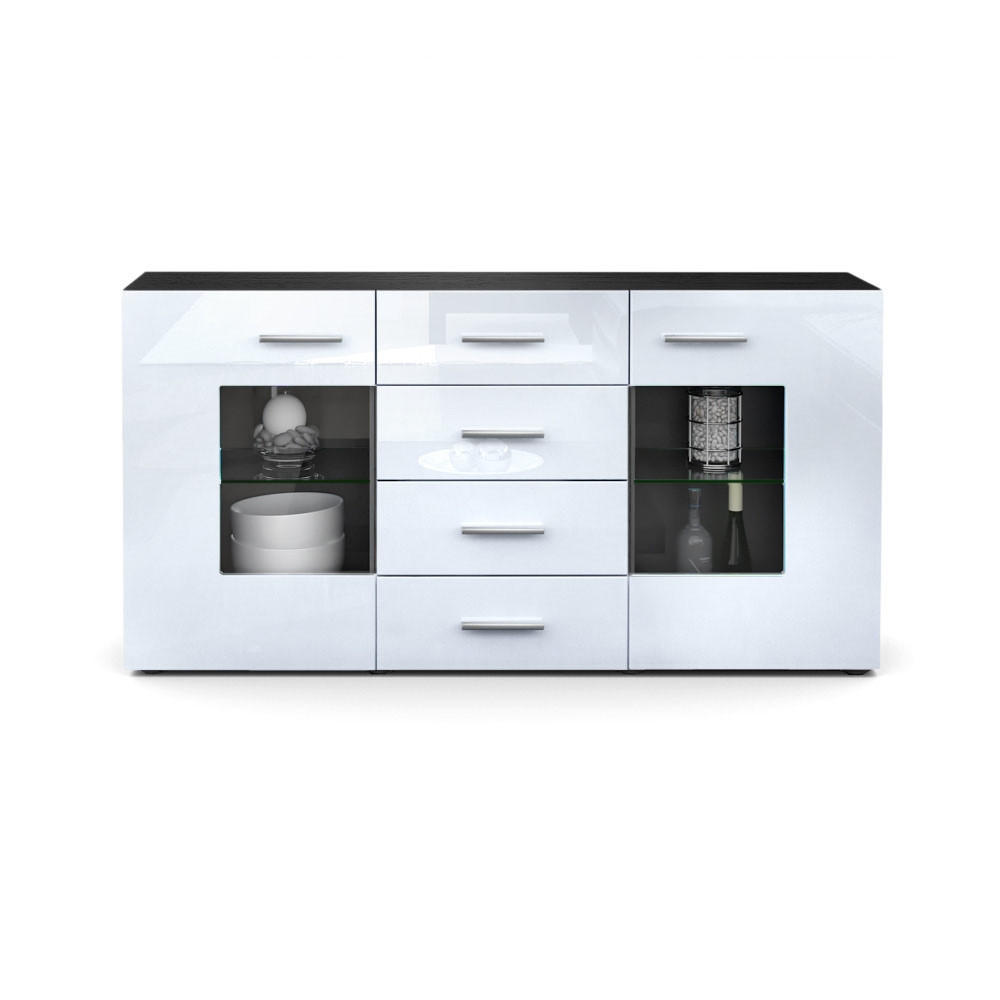 Vladon Sideboard Weiß Hochglanz 139x72x35 cm