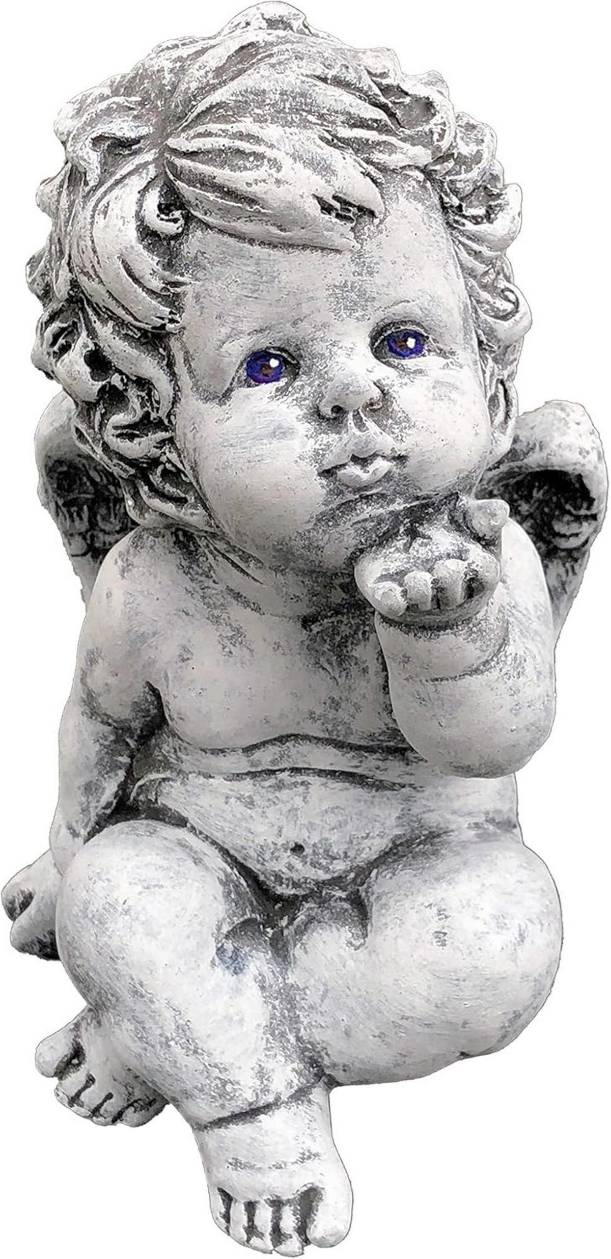 STEINFIGUR Engel Engelchen, massiver Steinguss, Frostfest - Grau, Stein (12/19/16cm) - stoneandstyle