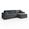 ECKSOFA Gepolstertes CARLO XL Cord mit Schlaffunktion und Bettkasten, Poso 34 - Dunkelgrün, Textil (277/143cm) - Lookway