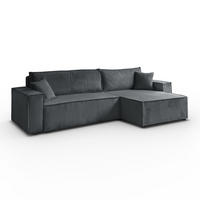 ECKSOFA Gepolstertes CARLO XL Cord mit Schlaffunktion und Bettkasten, Poso 34 - Dunkelgrün, Textil (277/143cm) - Lookway