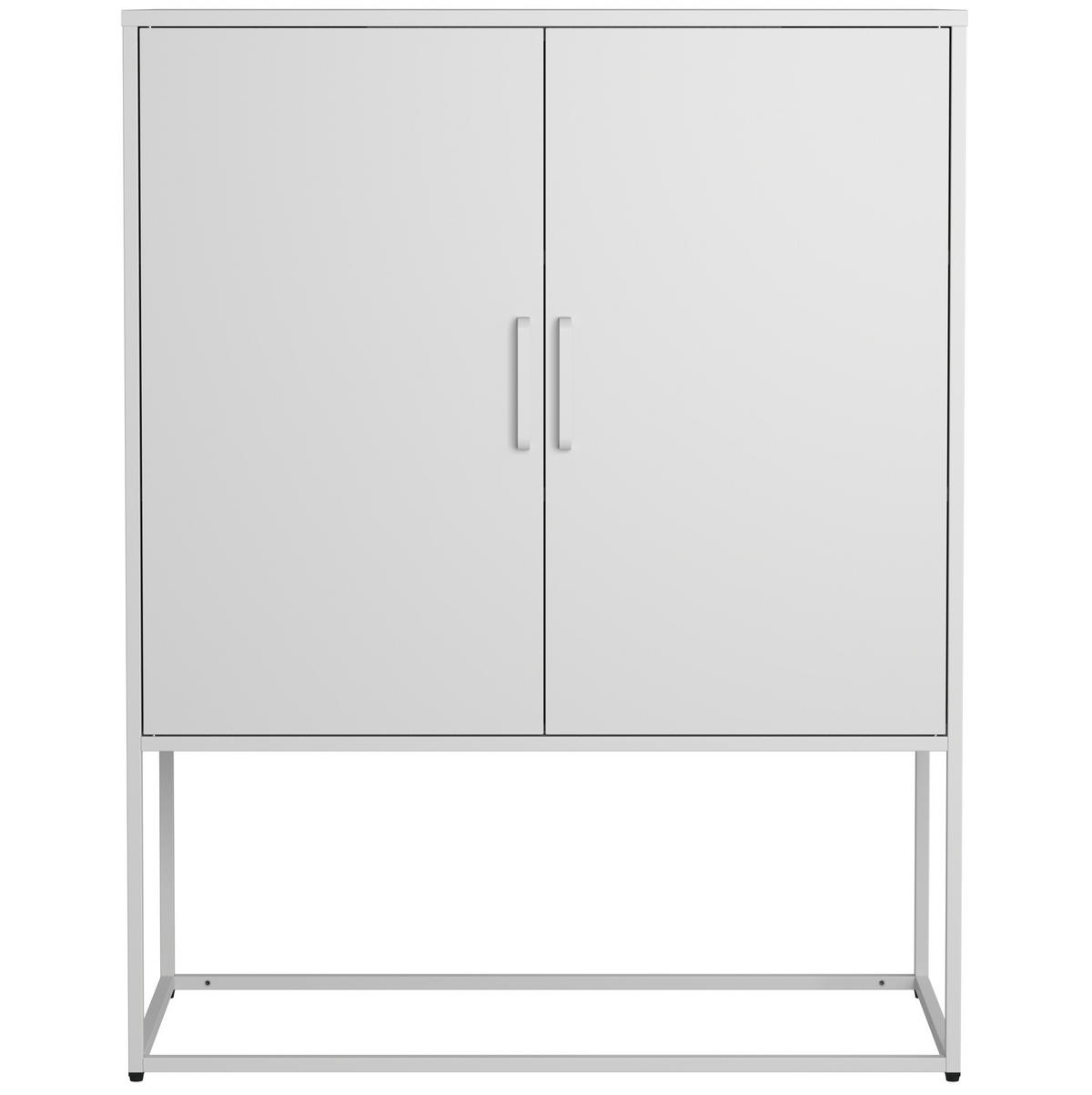 SIDEBOARD 40/85/109 cm weiß aus Stahl mit Magnettüren und Kippsicherung - Weiß, Metall (85/109/40cm) - OKWISH