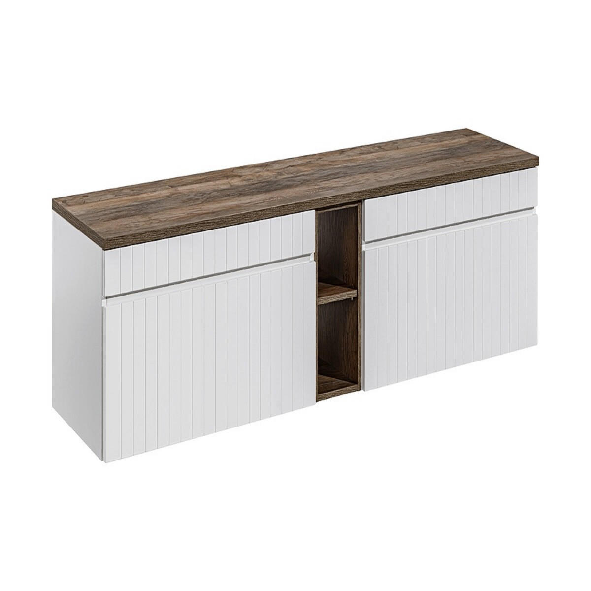 WASCHTISCHUNTERSCHRANK 180 cm 4Teile - Iconic White I BM240 in Weiß/Santa Fe Vintage - Weiß, Holz (180/46/46cm)