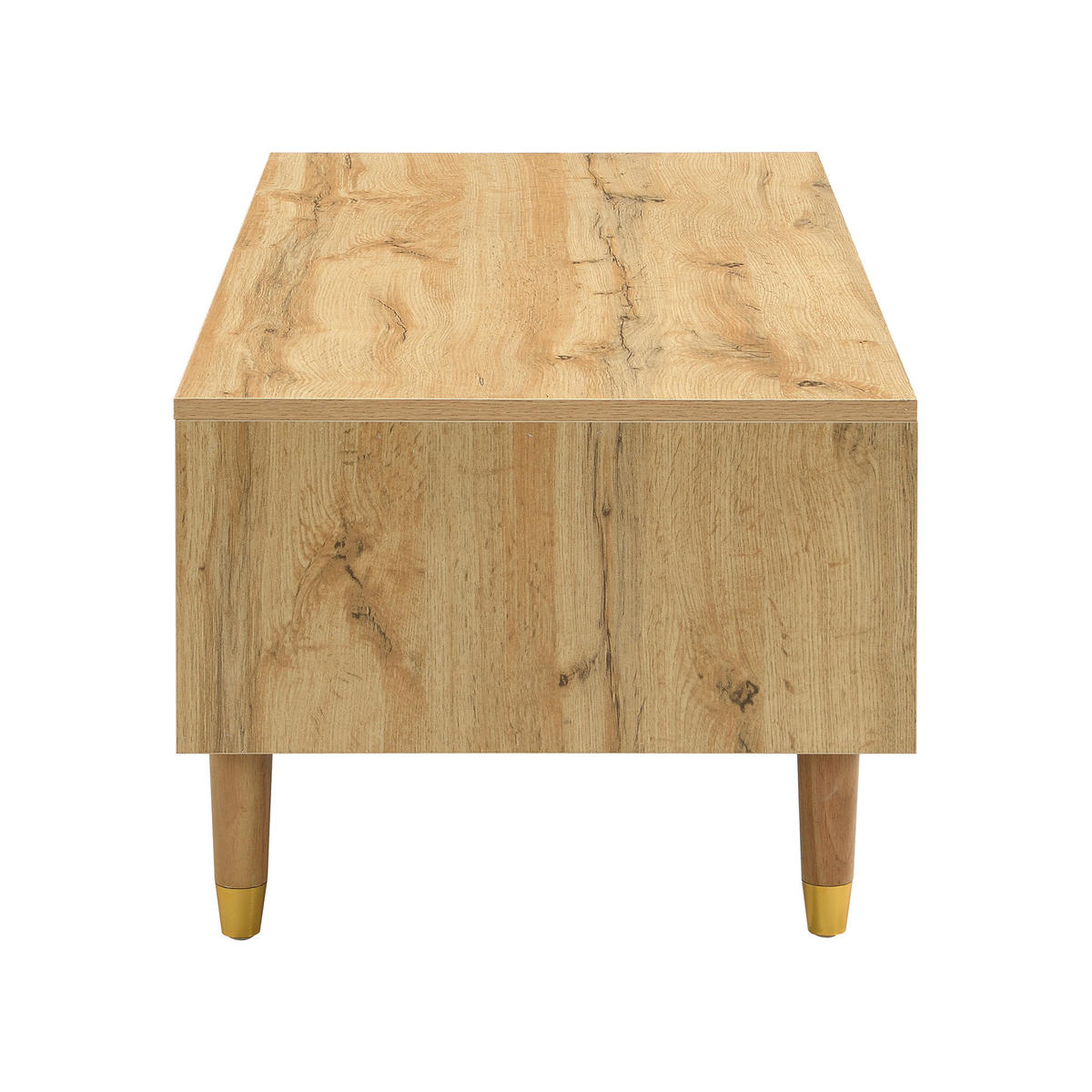 COUCHTISCH mit LED-Beleuchtung Eiche Nachbildung und 2 Schubladen - Eichefarben, Holzwerkstoff/Metall (50/110/40cm) - Urban Meuble