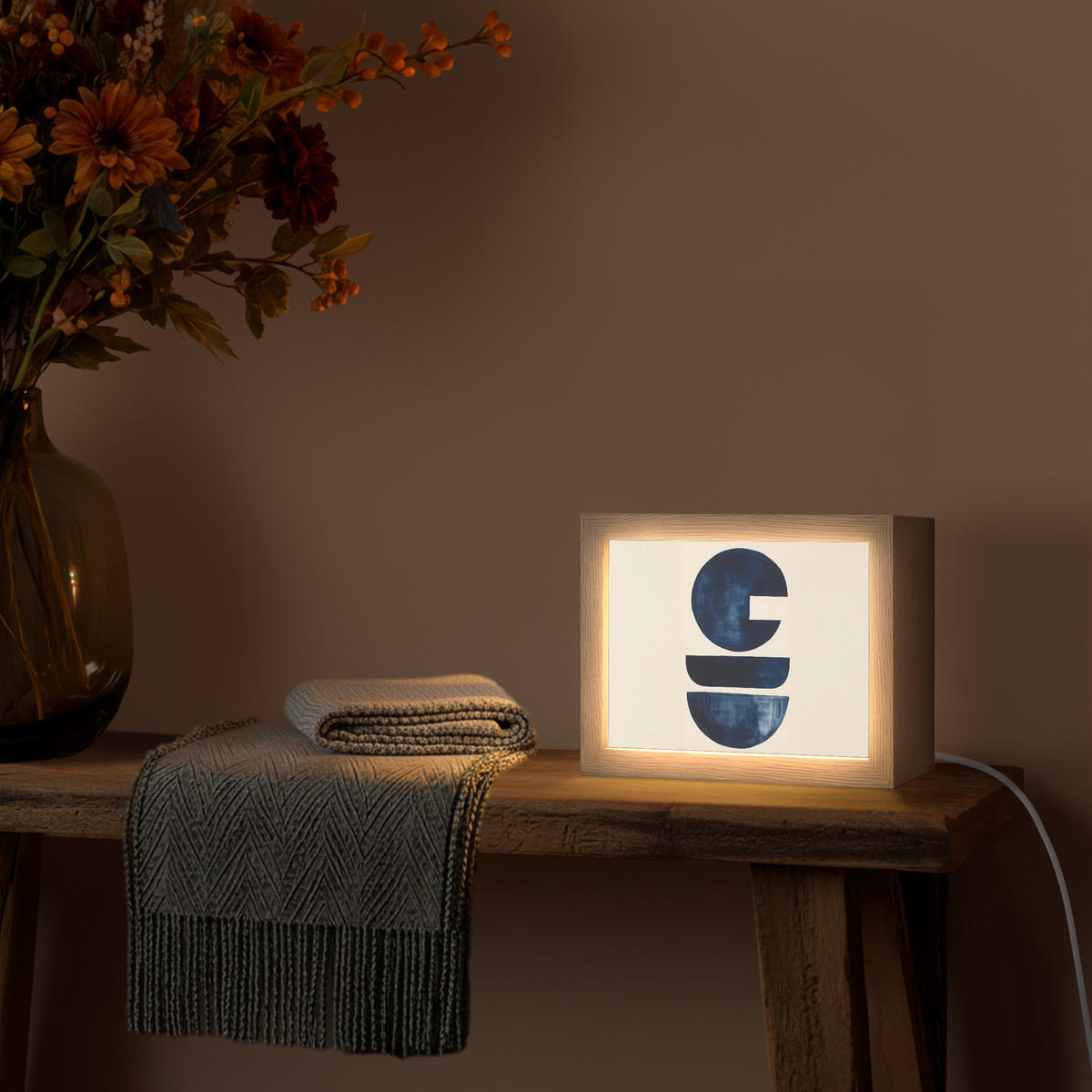 NÁSTĚNNÁ LAMPA Tvary - modrá - abstraktní 20x15 cm - tmavě modrá, kompozitní dřevo (20/15/8cm) - OnlyWow