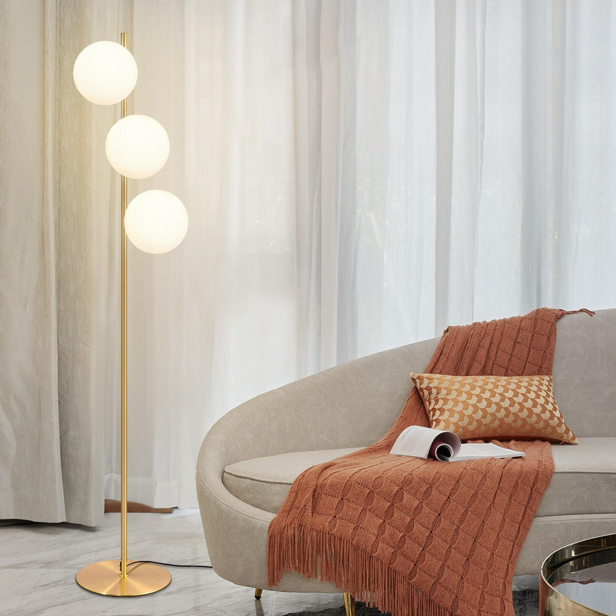 STEHLAMPE Liora 25/25/150 cm - Weiß, Metall (25/25/150cm) - ZMH