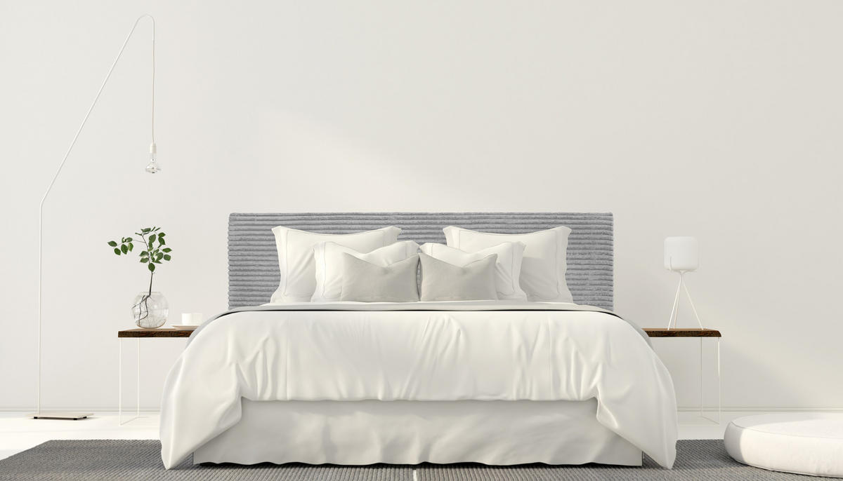 KOPFTEIL Gepolstertes aus geripptem Stoff Grau 165/52/3 cm COIMBRA - Graubraun, Textil (165/52/3cm) - RNT By Really Nice Things