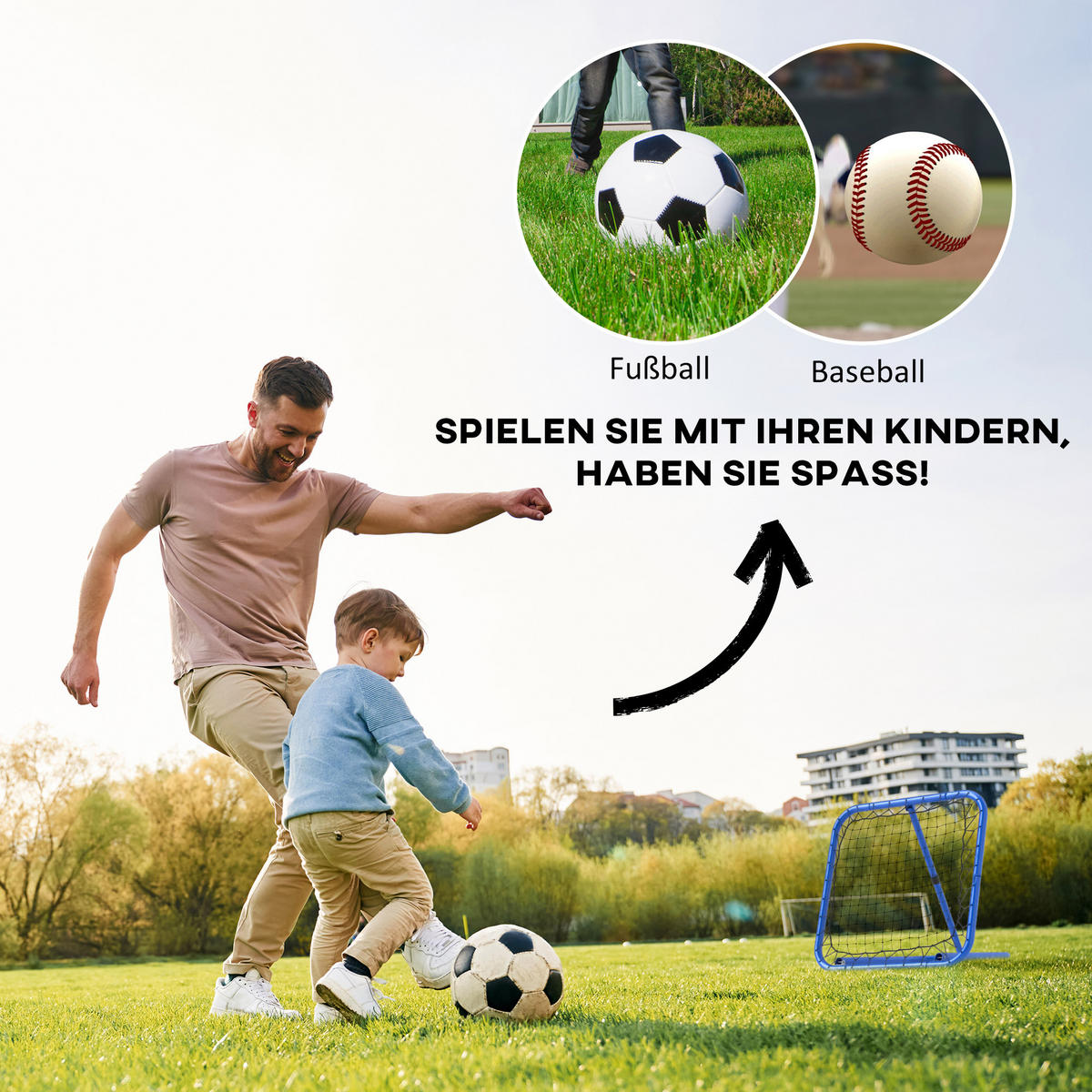 REBOUNDER für Fussball DE-10452 5-fach verstellbar, klappbar Blau - Blau, Metall (84/78cm) - ComfortXL