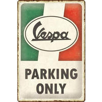 BLECHSCHILD 20/30 cm Vespa Parking Only Italian - Multicolor, Metall (20/30/0.2cm) - Nostalgic-Art
