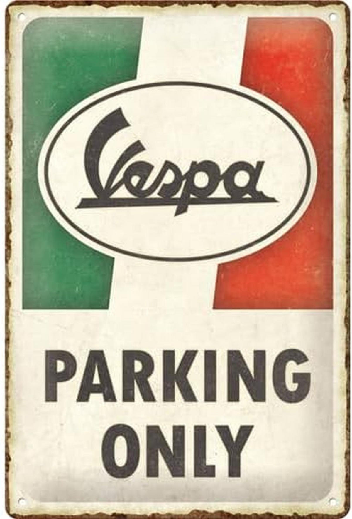 BLECHSCHILD 20/30 cm Vespa Parking Only Italian - Multicolor, Metall (20/30/0.2cm) - Nostalgic-Art