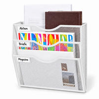 ZEITSCHRIFTENHALTER Weiß Metall Wandmontage 3 Ablagen - Weiß, Metall (30.5/30.5/11cm) - Relaxdays
