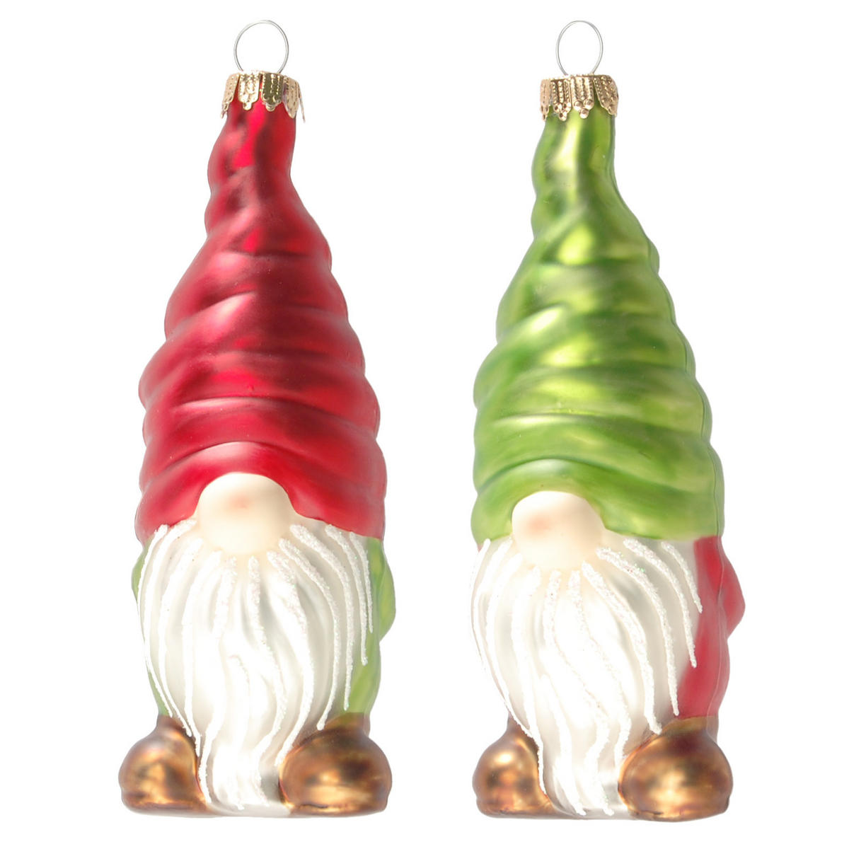 CHRISTBAUMSCHMUCK Wichtel Rot 11cm (Glas / 2 Stk.) - Rot, Glas (4/11/4cm) - Krebs Glas Lauscha