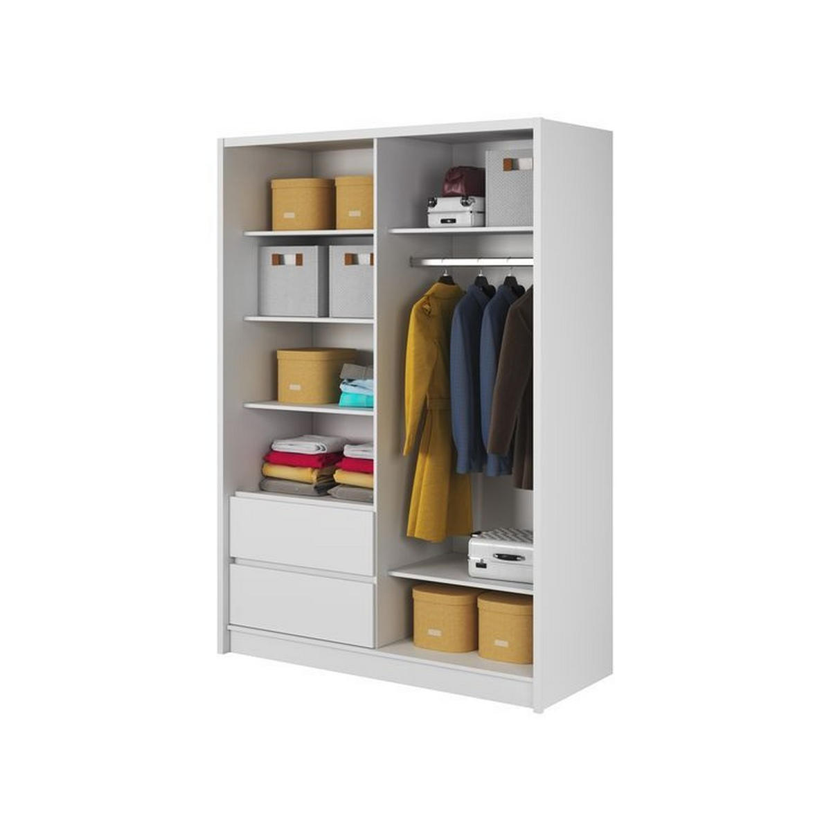 KLEIDERSCHRANK – SARA 150 – 154 cm – Sara – Weiß - Weiß, Holzwerkstoff (154/214/62cm) - hi-markt