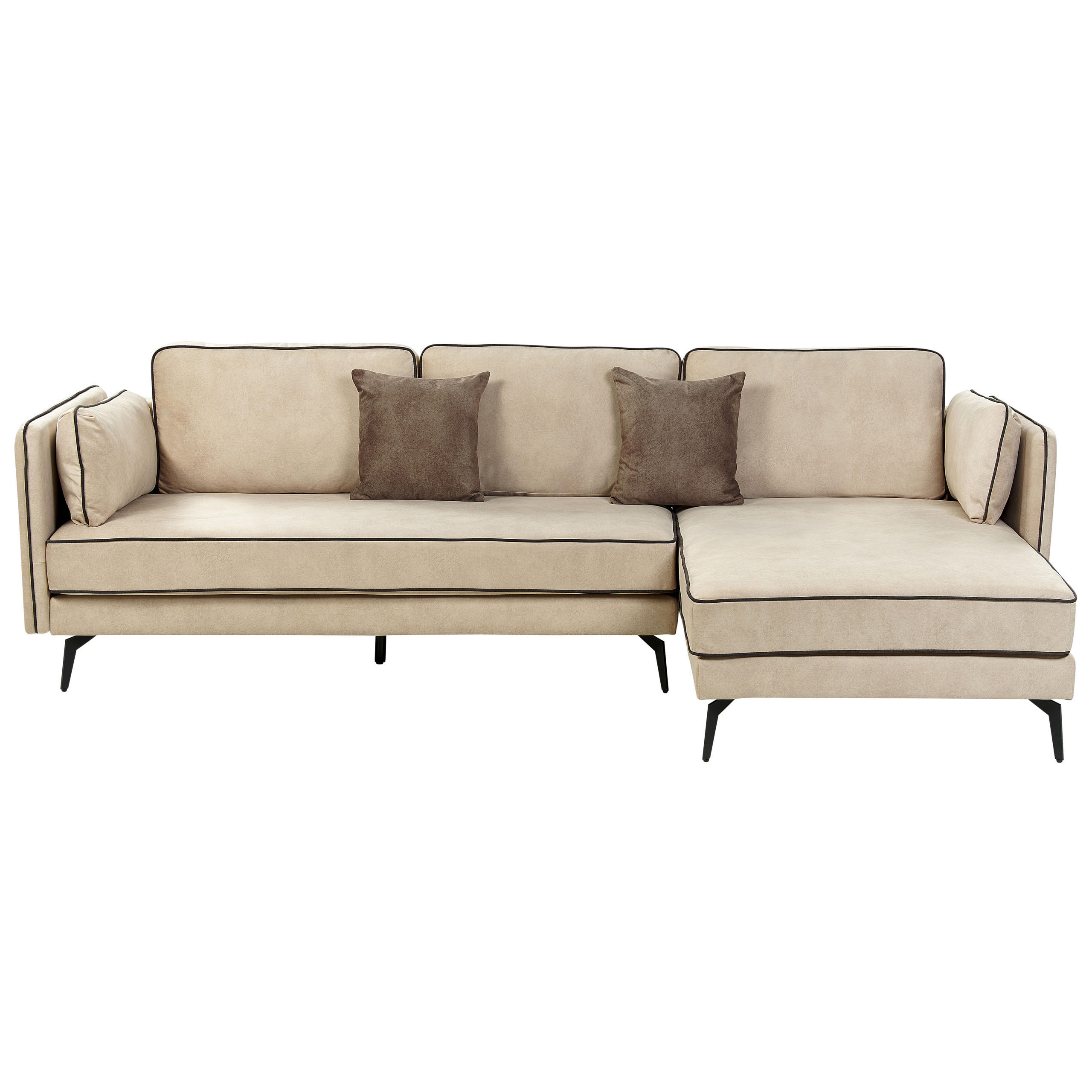 3-SITZER-ECKSOFA Samtstoff Beige Altan - Beige, Textil (268/157cm) - Beliani