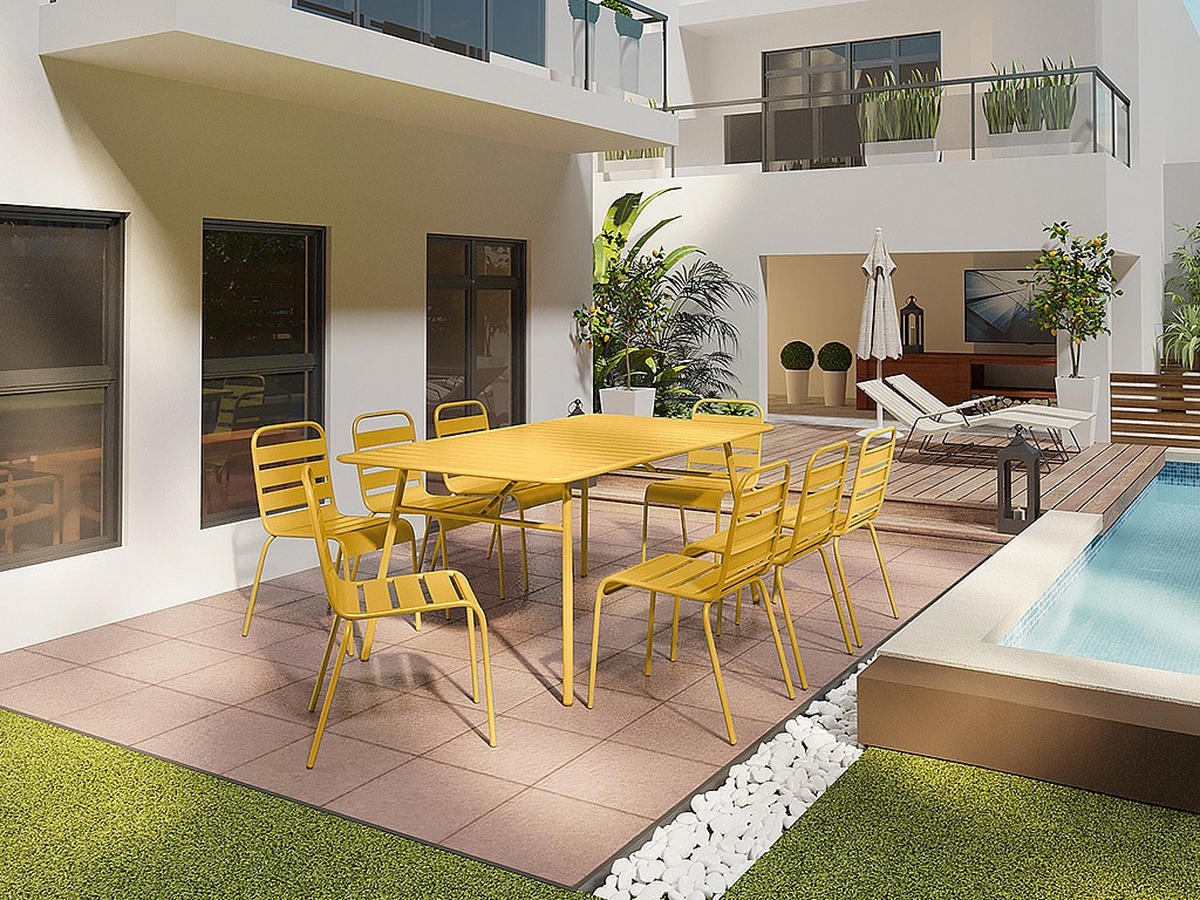 GARTENTISCH L.200 cm - Metall - Senfgelb - MIRMANDE von MYLIA - Gelb, Metall (100/200/75cm) - Vente-Unique