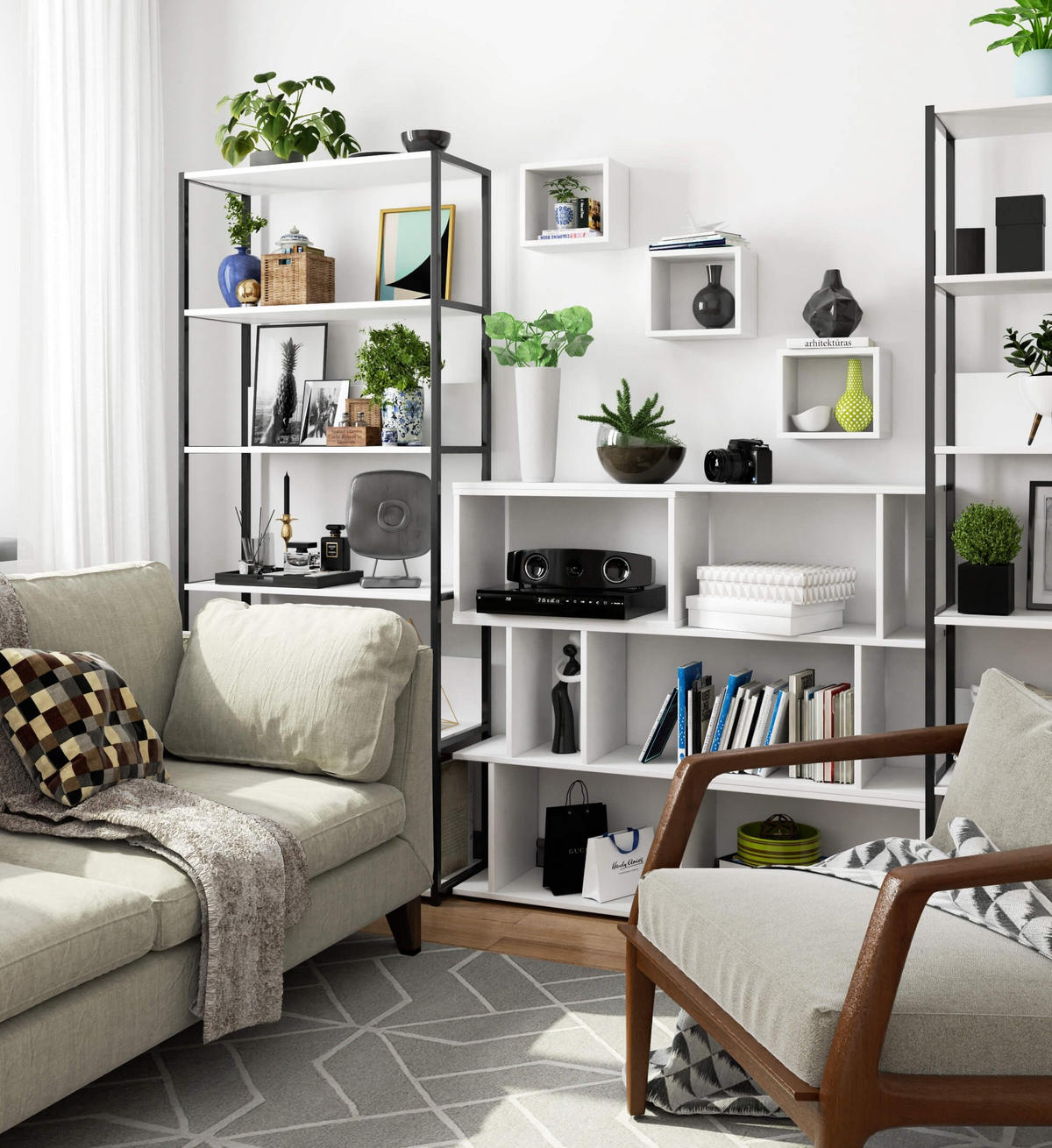 WANDREGAL Weiß 25/25/15 - Weiß, Holzwerkstoff (25/25/15cm) - RAUMHIRSCH FURNITURE