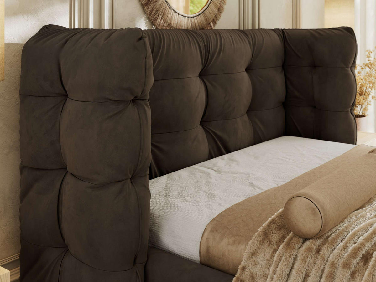 POLSTERBETT FLONELLE CLASSIC 180/200 - Braun Velvet - Multipocket-Matratze - Braun, Textil (180/200cm) - MKS