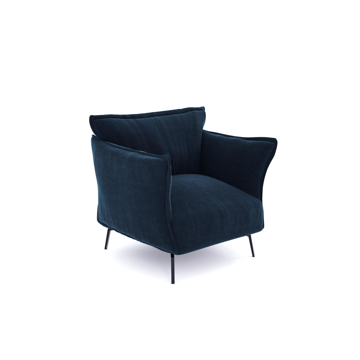 SESSEL Samt Pfauenblau 102cm - Blau/Hellblau, Textil (102/90/105cm) - Sia Home