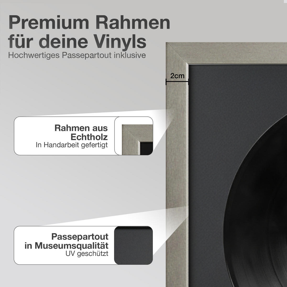 SCHALLPLATTEN RAHMEN 40/40 für die Vinyl - Platinfarben, Holz (40/40cm) - K-Möbel