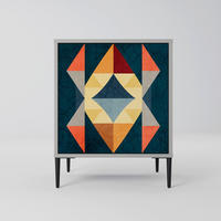 SIDEBOARD CRACKED ILLUSION, Grau, 57,5x42x72,5 cm, Schwarze Metallfüße - Multicolor/Schwarz, Holzwerkstoff/Metall (57.5/72.5/42cm) - SpaceRebels