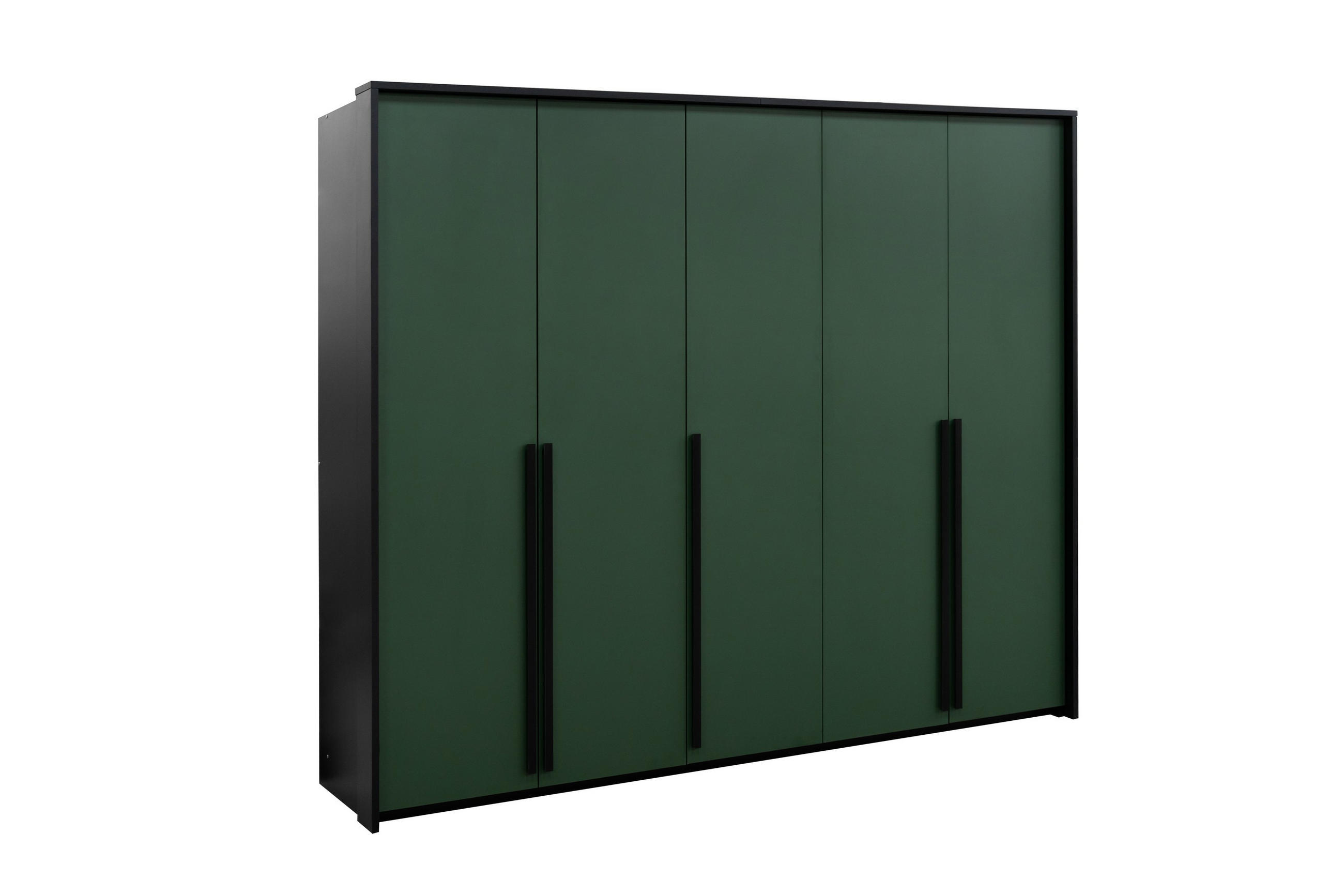 DREHTÜRENSCHRANK AZIR 255/217/65 cm 4-türig Schwarz - Schwarz/Grün, Holzwerkstoff (255/217/65cm) - MASSENO