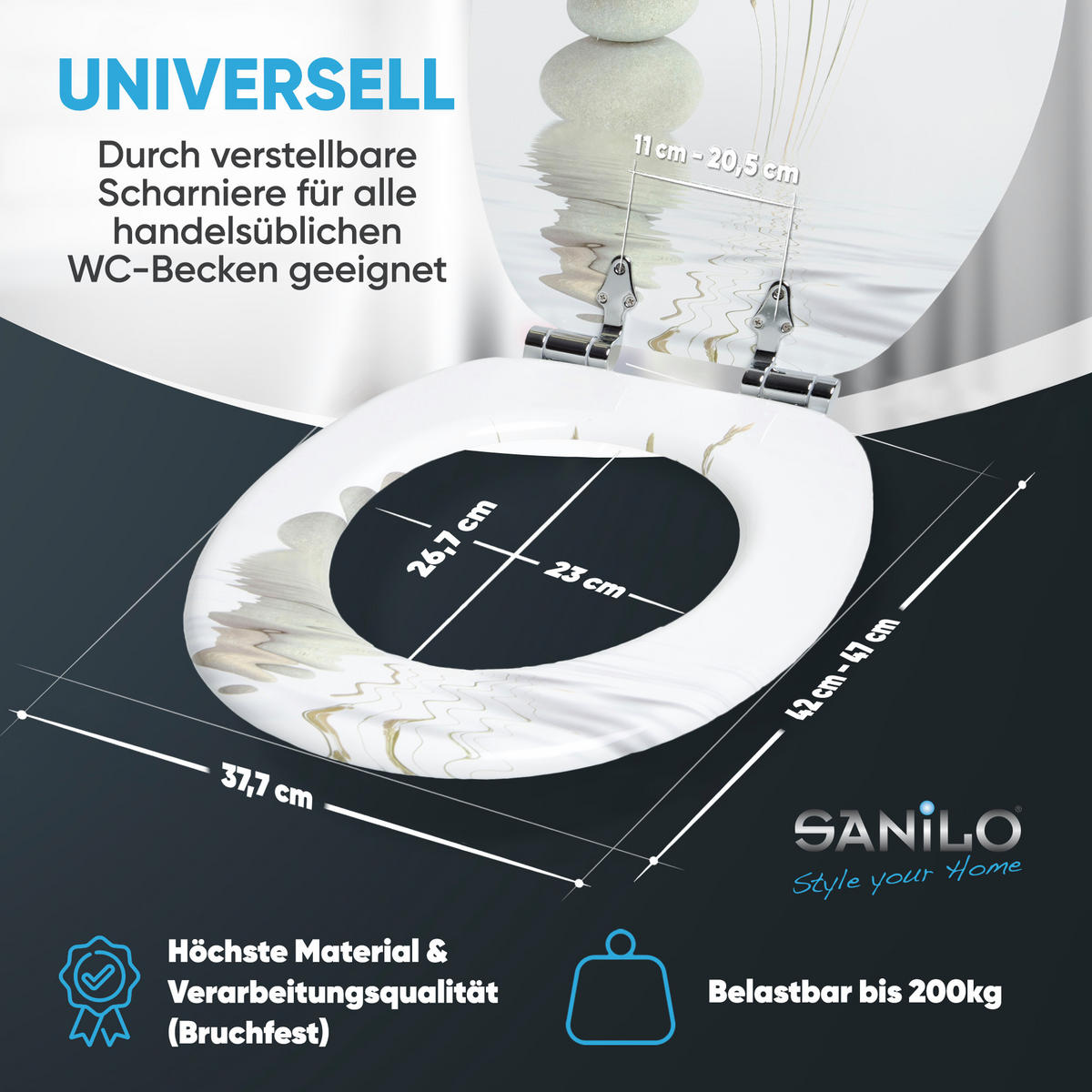 WC-SITZ mit Absenkautomatik Balance - Beige, Holzwerkstoff (38/6/47cm) - Sanilo