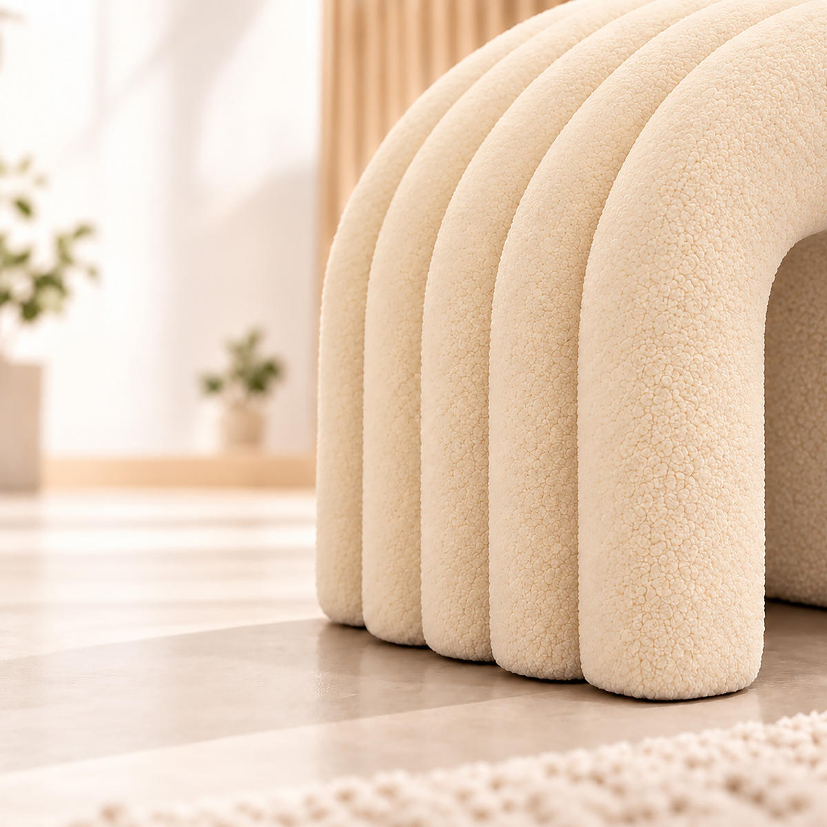 TABURET Béžový teddylátka - béžová, kompozitní dřevo/textil (35/36/36cm) - Relaxdays