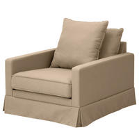 SESSEL mit Husse - Webstoff - Hellbraun/Schwarz, Textil (95/89/110cm) - home24