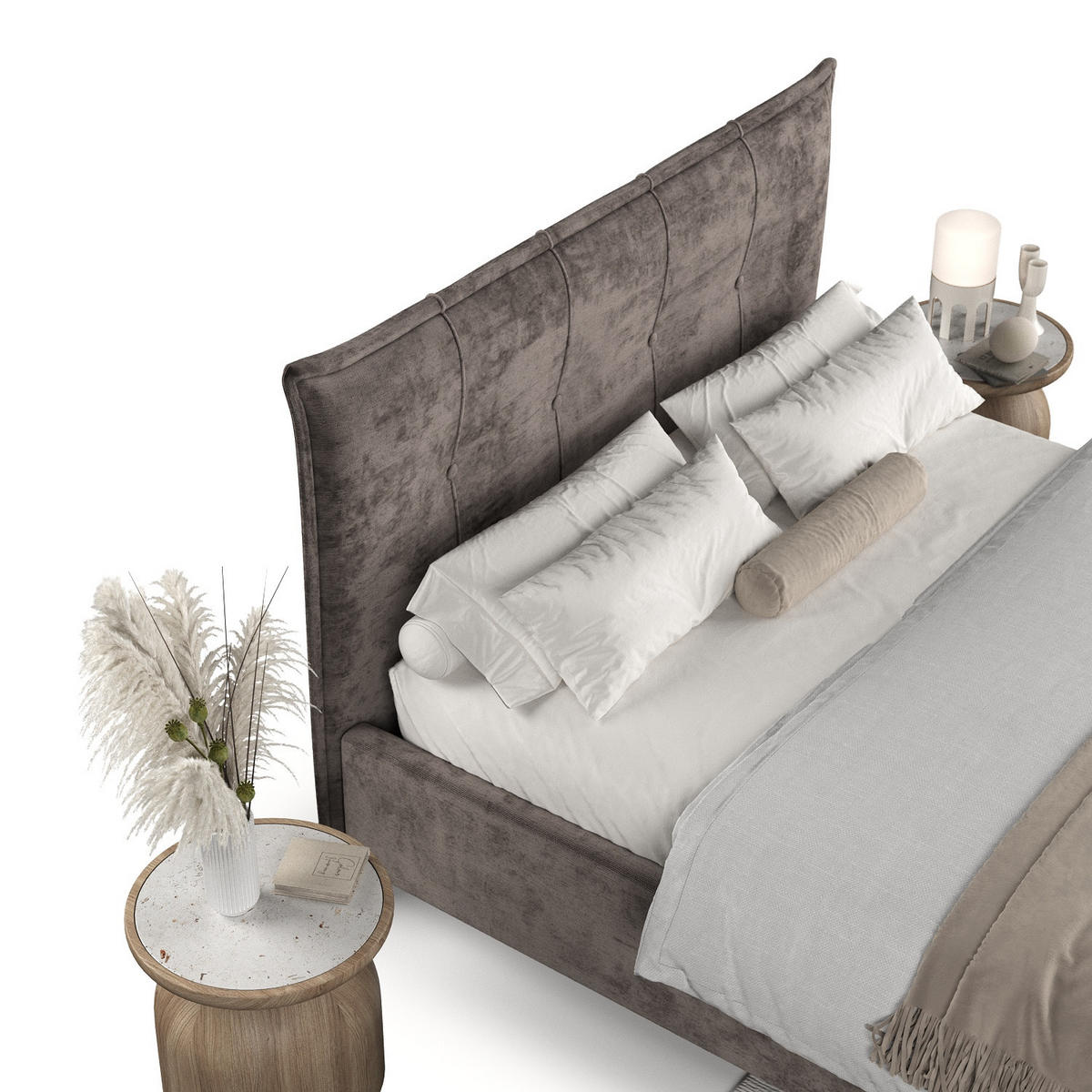 POLSTERBETT Plaza 120/200 cm Braun im Lotta Stoff - Naturfarben/Braun, Holz/Holzwerkstoff (120/200cm) - AltaBeds