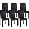 STUHL 6er Set Lederlook schwarz - Dunkelbraun/Schwarz, Holz/Textil (41/91/47cm) - CLP