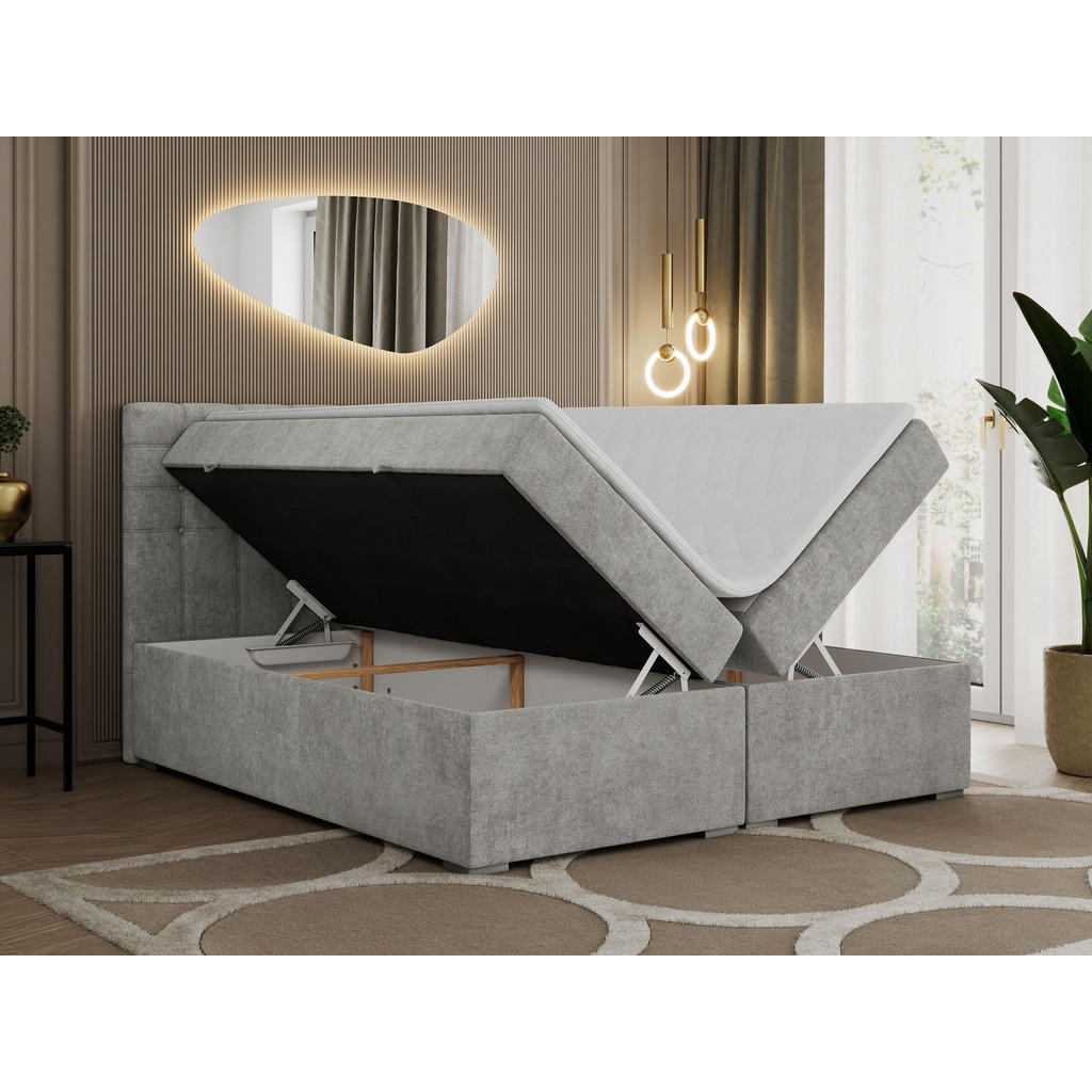 Thumbnail - MKS Boxbett, Hellgrau, Textil, 2-Sitzer, H3, Rechteckig, 160x200 cm, Schlafzimmer, Betten, Boxspringbetten