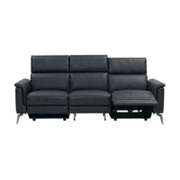 3-SITZER Sofa Borea Echtleder mit 1 x Relaxfunktion Schwarz - Schwarz, Leder/Metall (220/102/98cm)